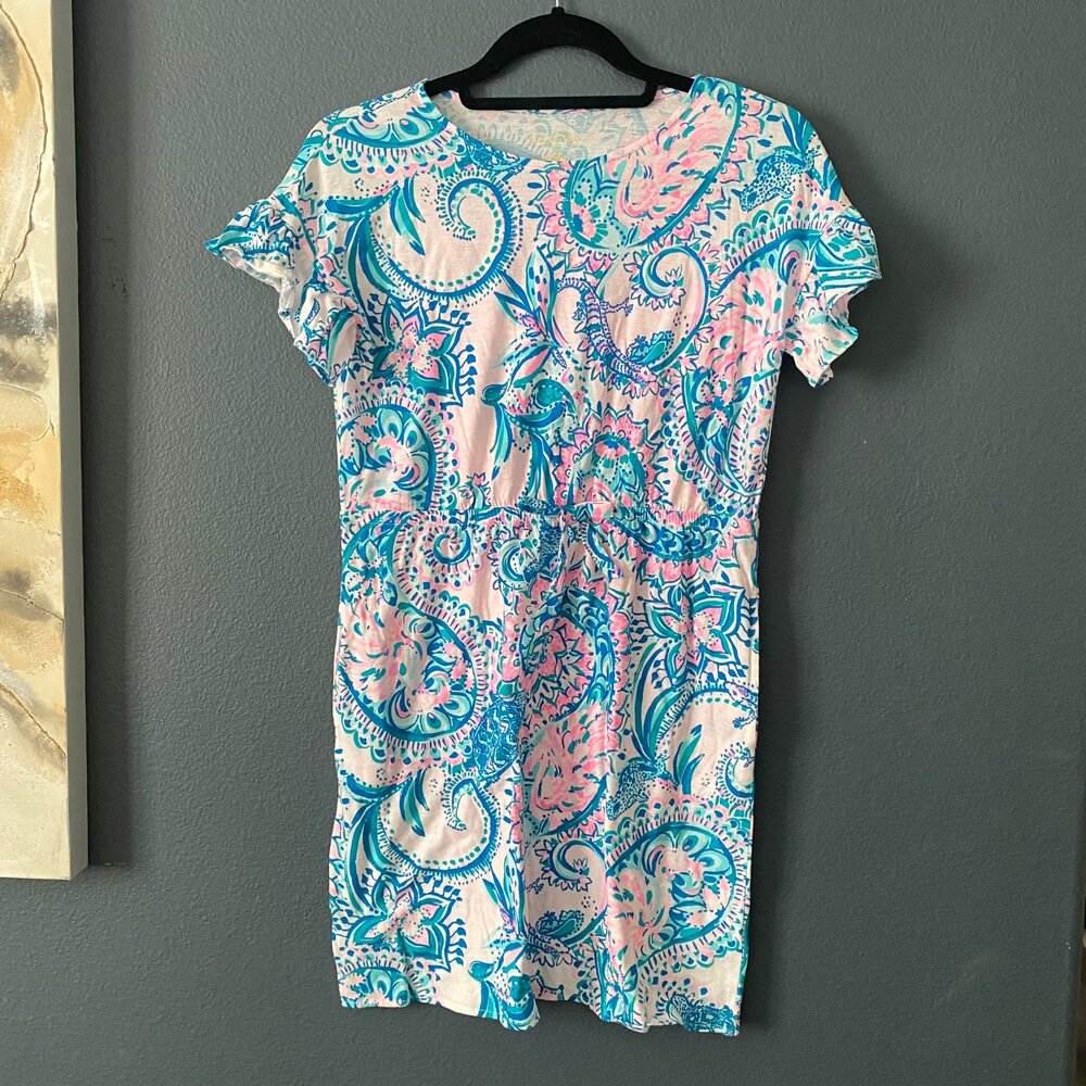 Lilly Pulitzer Dress Girls Stasia pink tropics tint XL 12-14